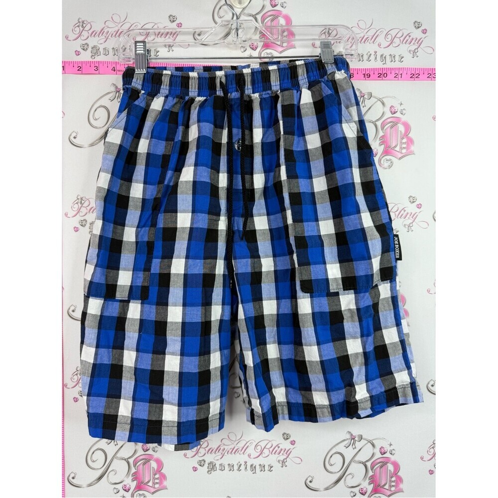 Joe Boxer Blue Black White Plaid Lounge Shorts